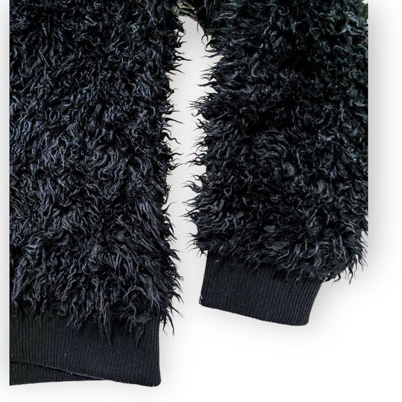 Chaser Faux Lamby Black Vegan Fur Bomber Jacket L NWT - Picture 8 of 16